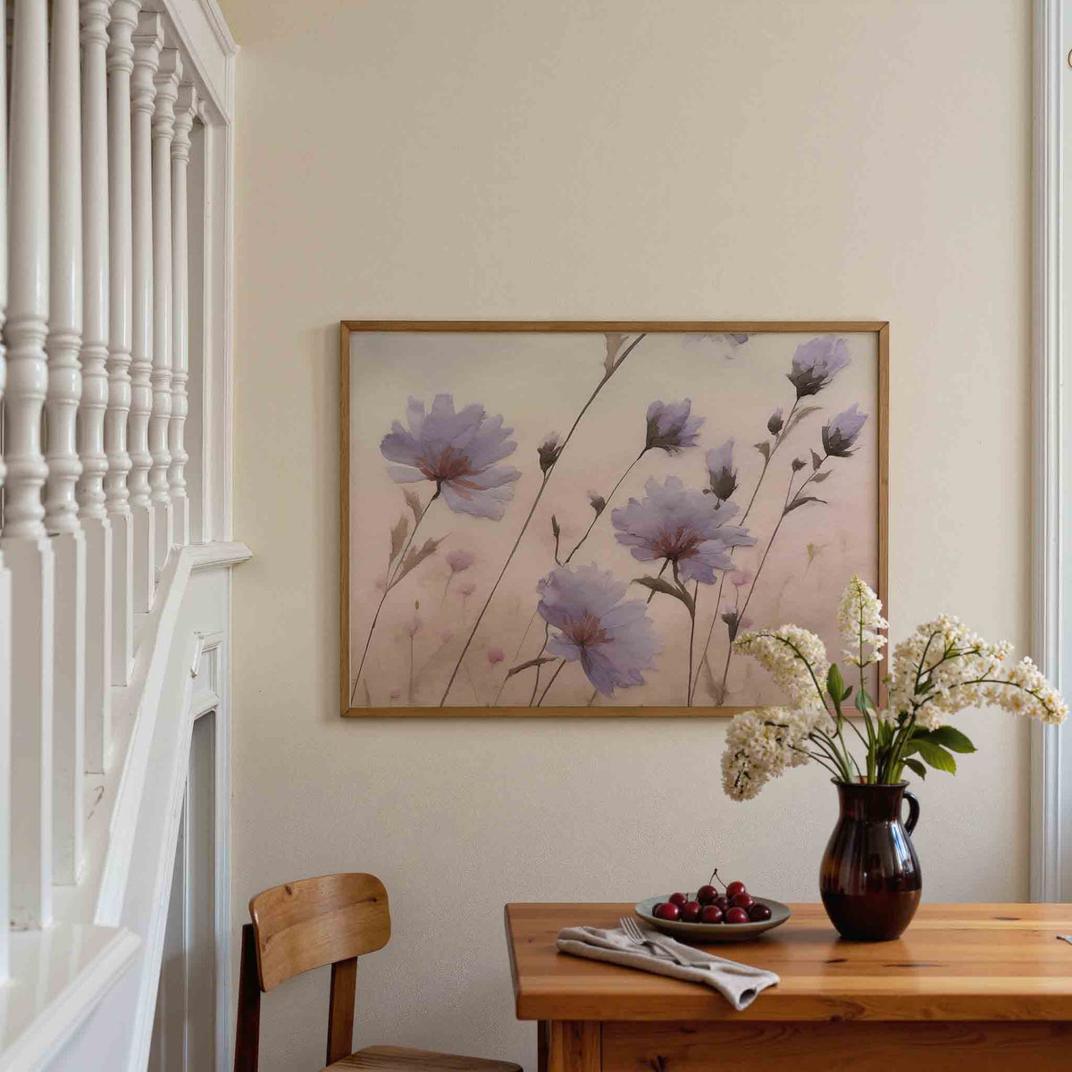 Bloemen in pastel – botanische poster in liggend formaat
