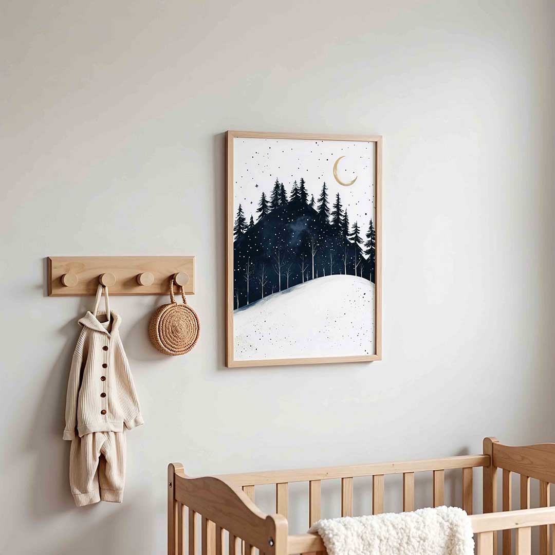 Winterlandschap met bomen – kinderposter in staand formaat