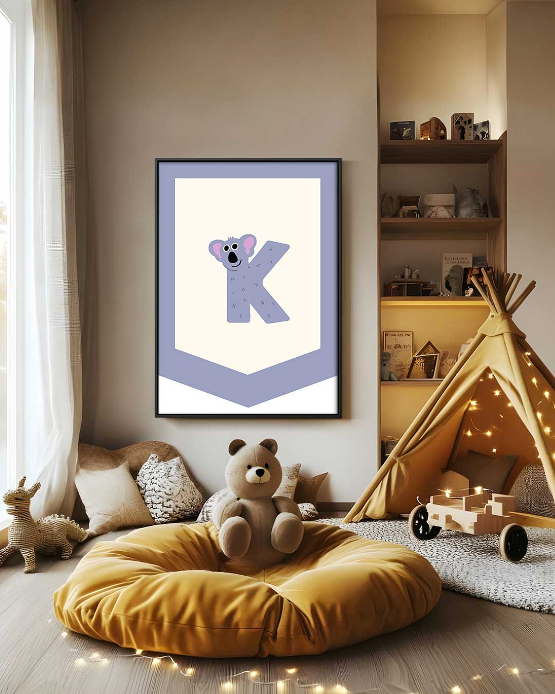 Alfabet Poster met Koala Illustratie – staand kunstwerk voor modern interieur