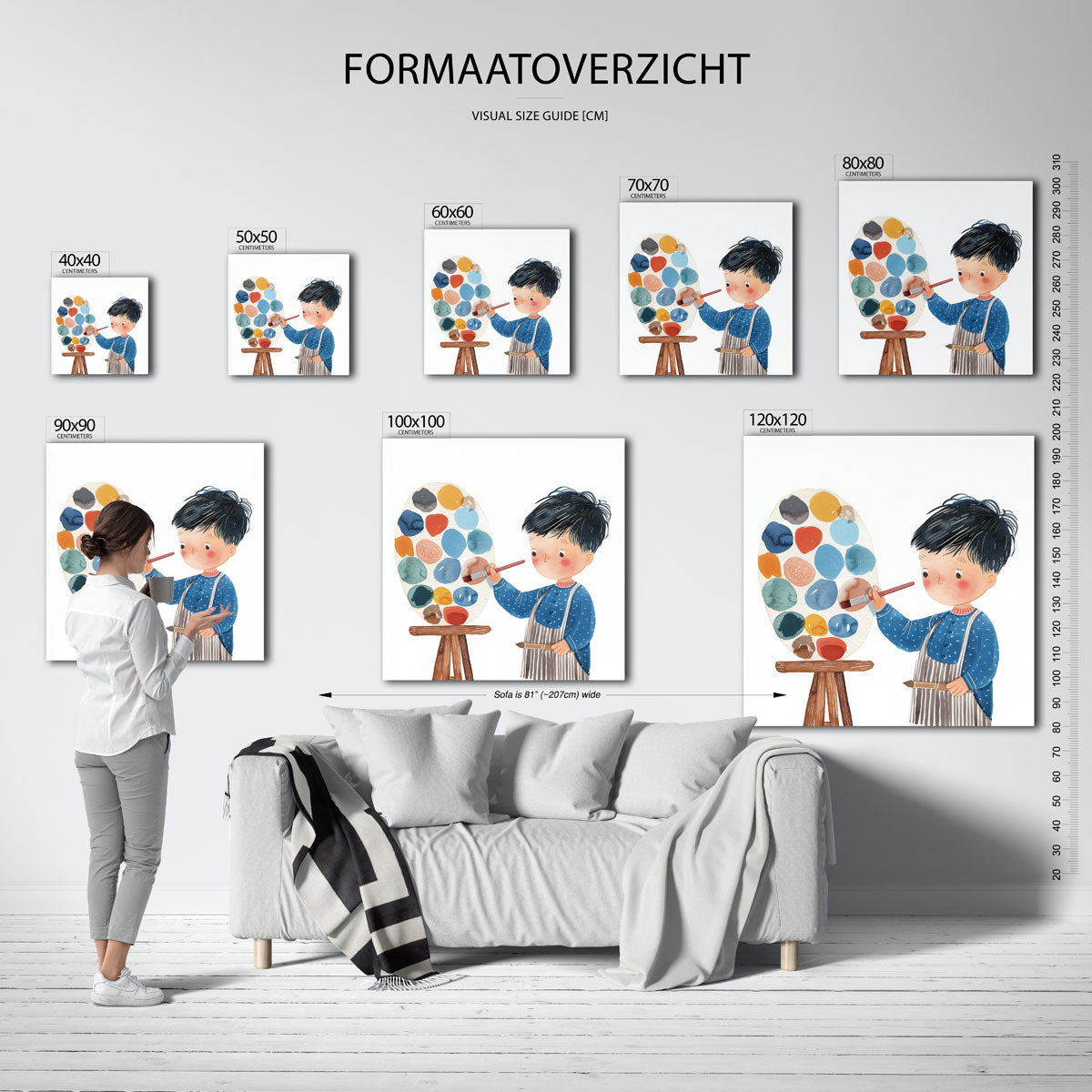 Kind met schilderspalet – vierkante muurposter voor de kinderkamer