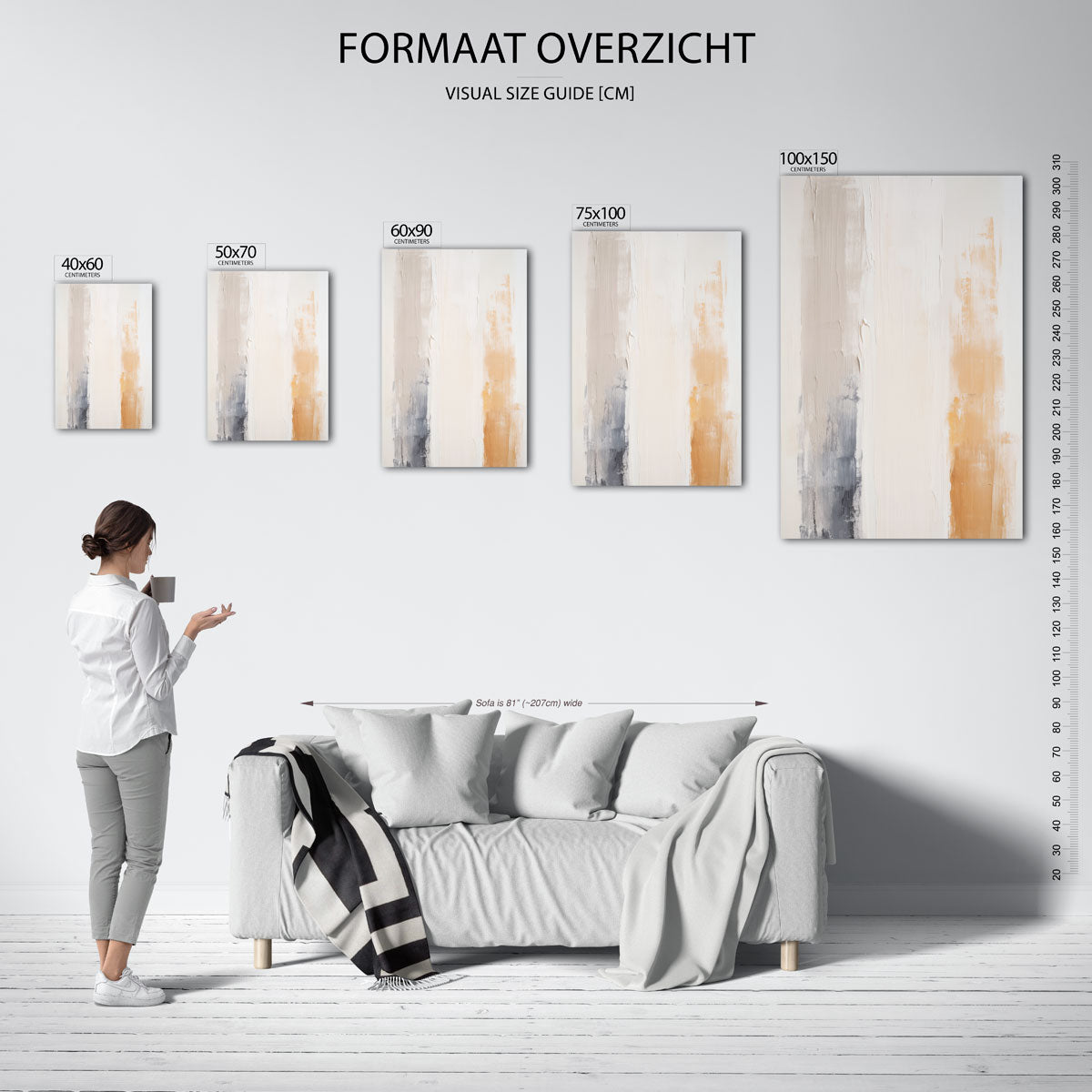 Verticale kleurenstrepen – staand wanddecoratie kunstwerk