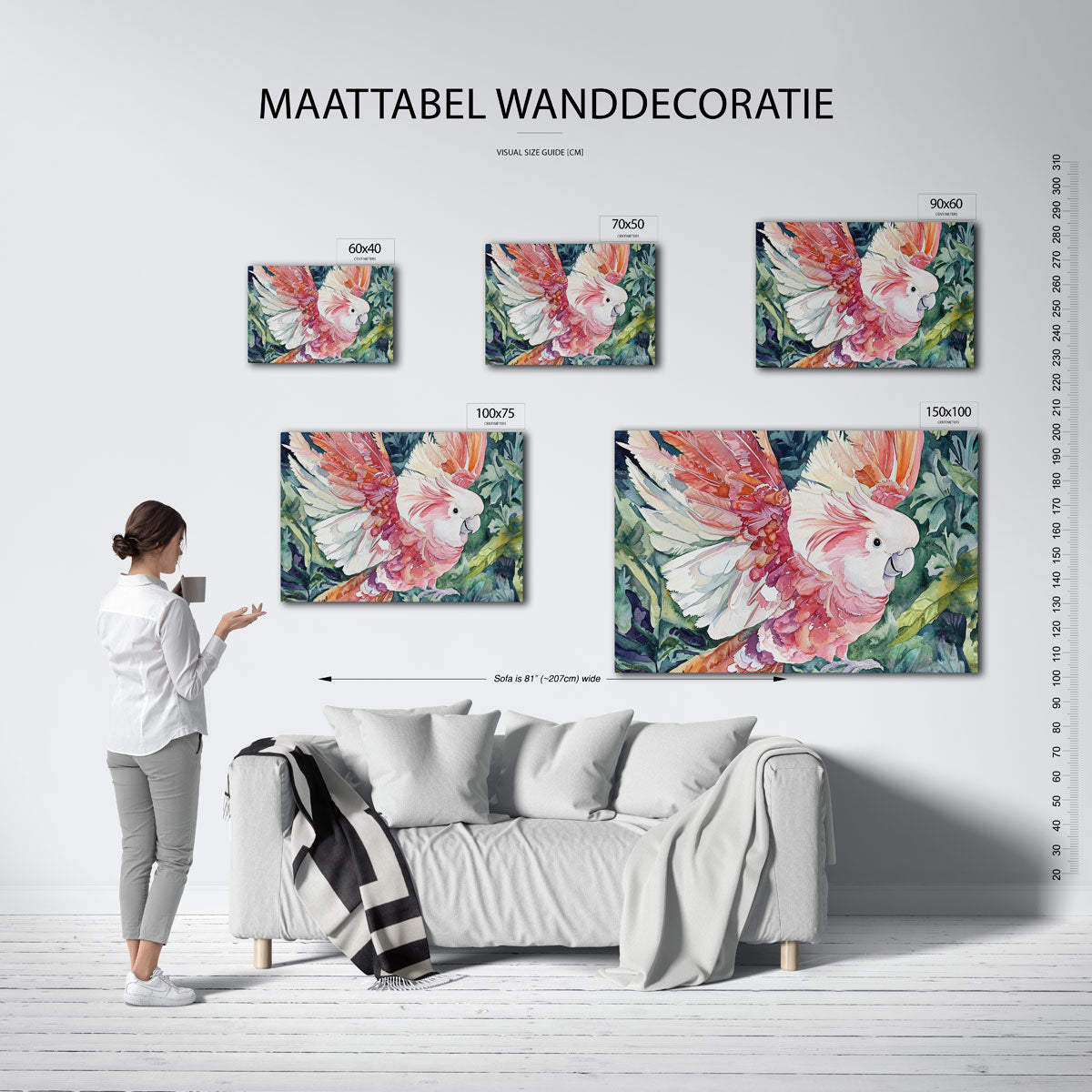 Vrolijke vogel – kunstwerk op canvas, dibond of plexiglas