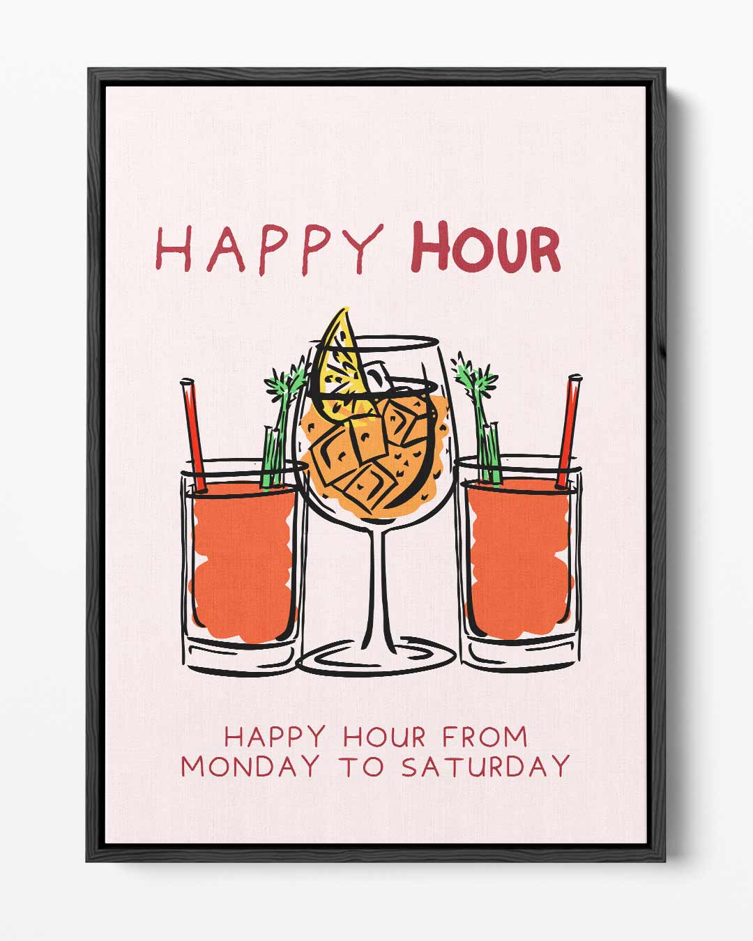 Happy Hour Illustratie – portret kunstwerk als wanddecoratie