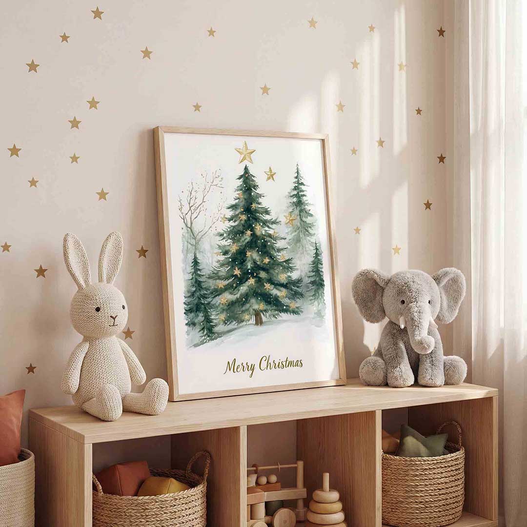 Kerstboom met sterren – staande kinderkamer wanddecoratie van WallArtistic