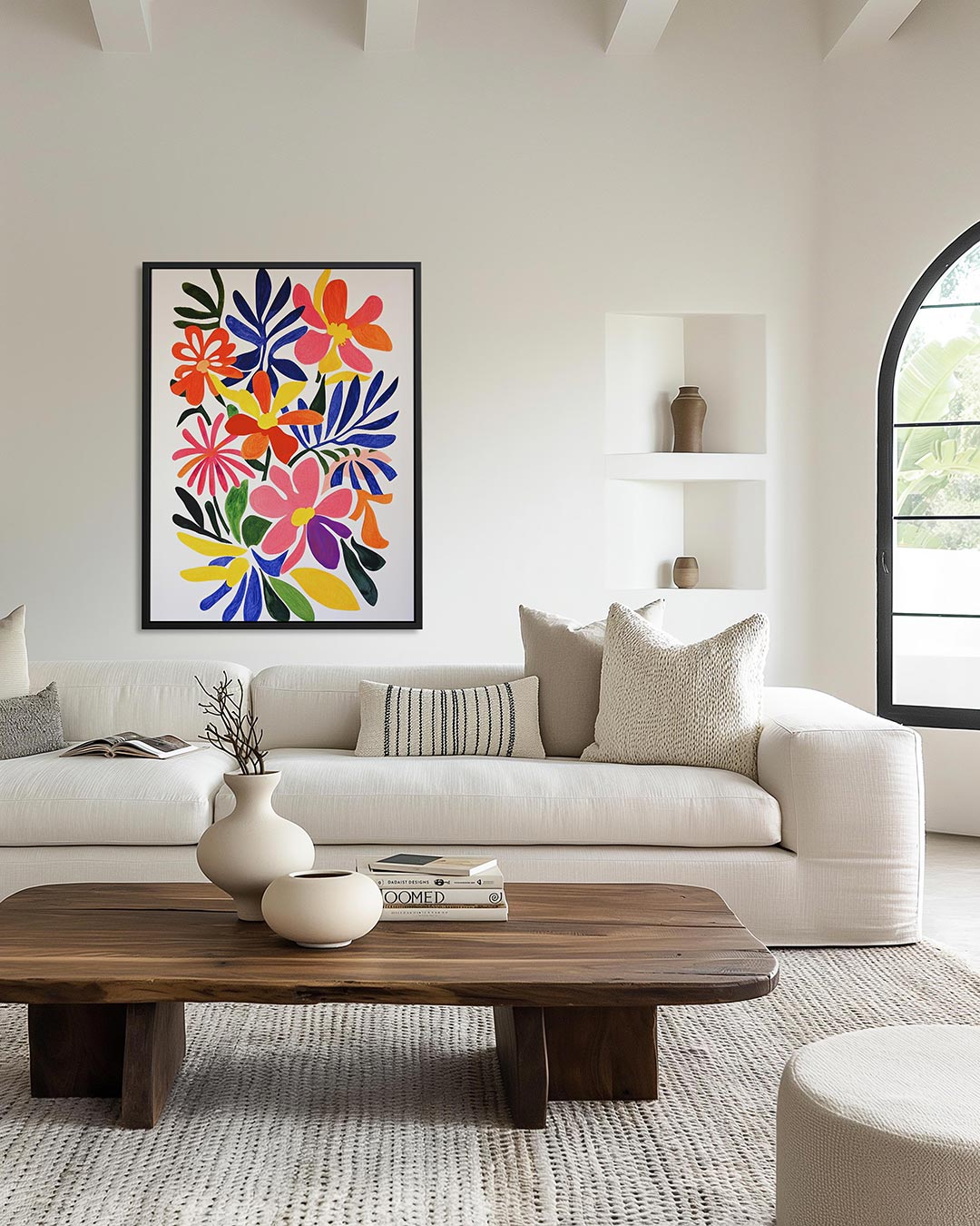 Vrolijke bloemencompositie – staand wanddecoratie kunstwerk