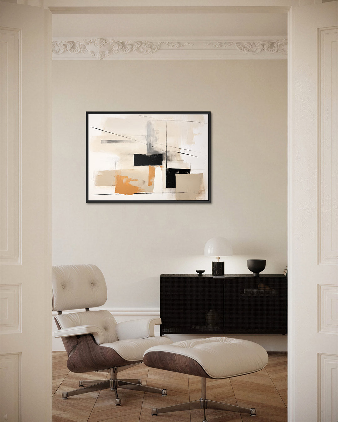 Geometrische lijnen – Wanddecoratie kunstwerk – liggende wanddecoratie