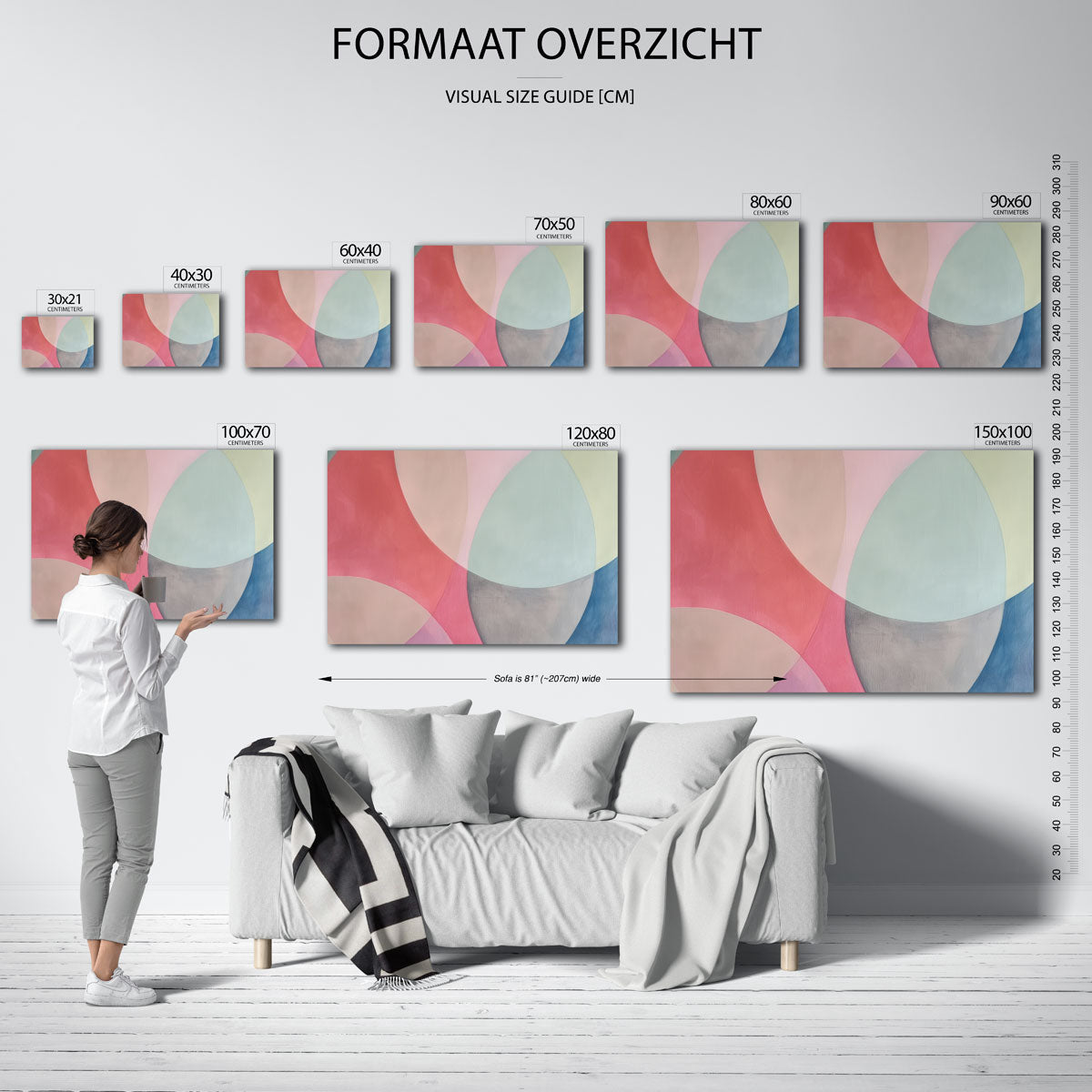 Abstracte cirkels – liggende muurposter met kleurrijke abstracte vormen