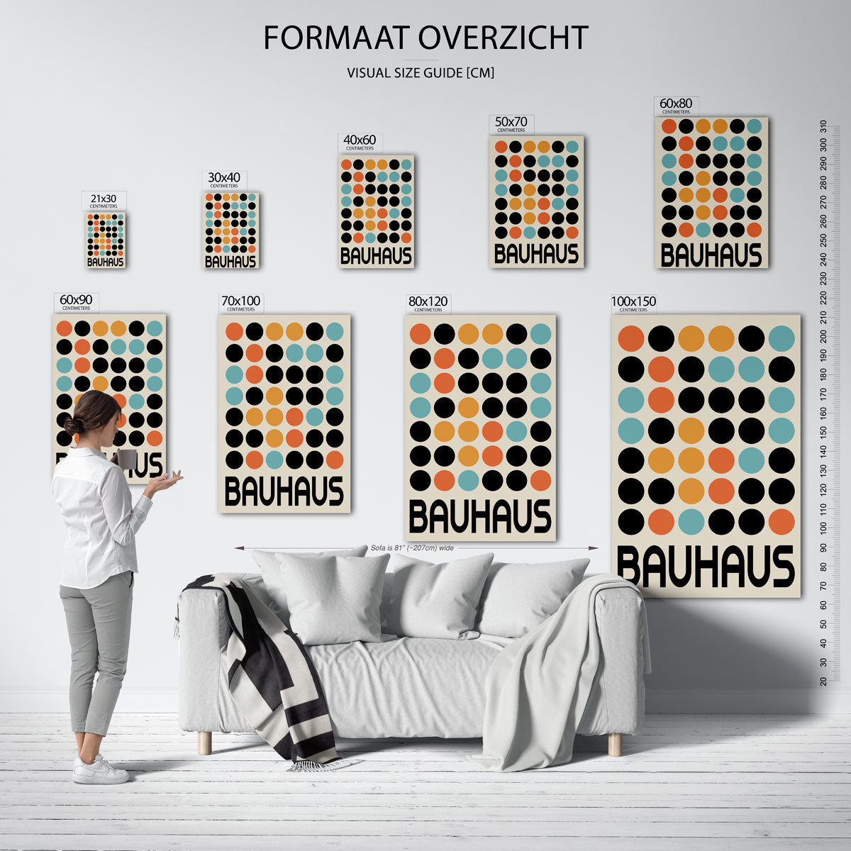 Ovale ritmiek – geometrische poster in Bauhaus-stijl van WallArtistic