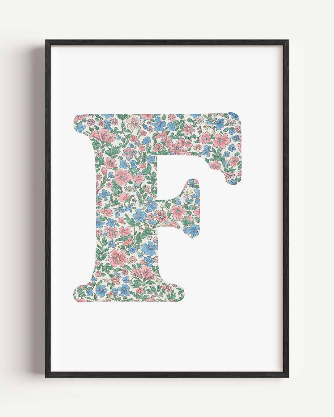 Vrolijke Bloemen Alfabet Poster F – kids portret poster als wanddecoratie