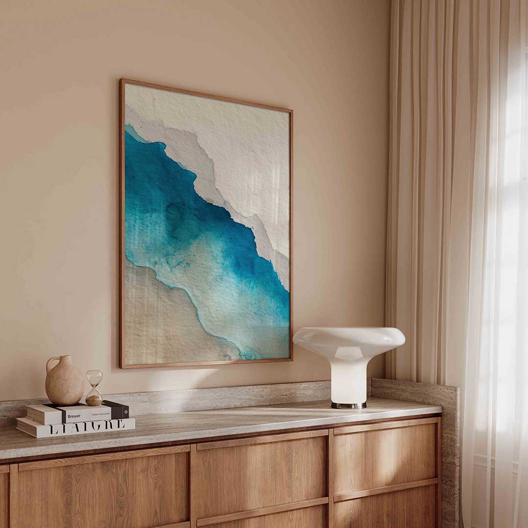 Abstracte blauwe waterverf – abstracte poster in staand formaat