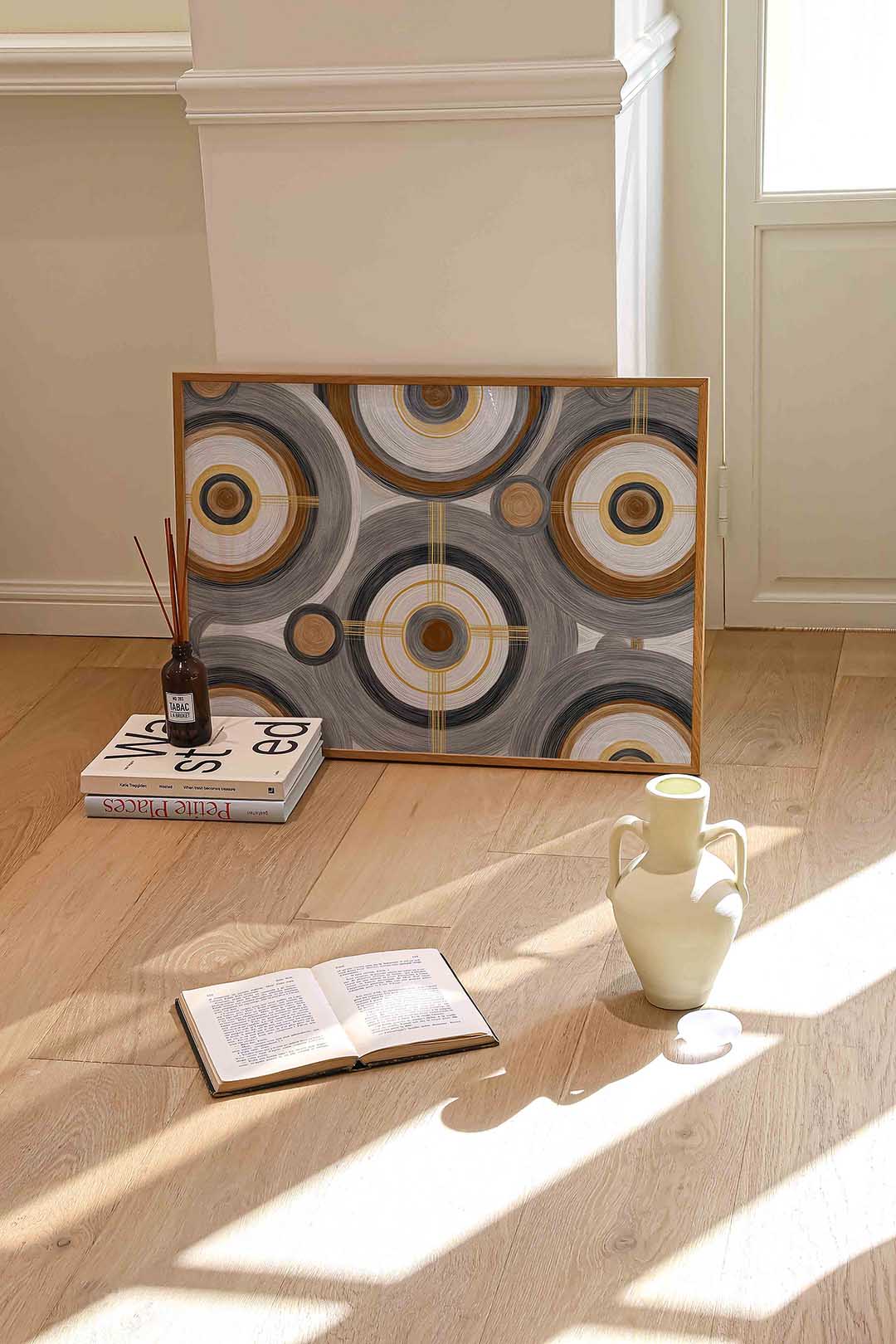 Cirkelpatroon – liggende abstracte wanddecoratie van WallArtistic