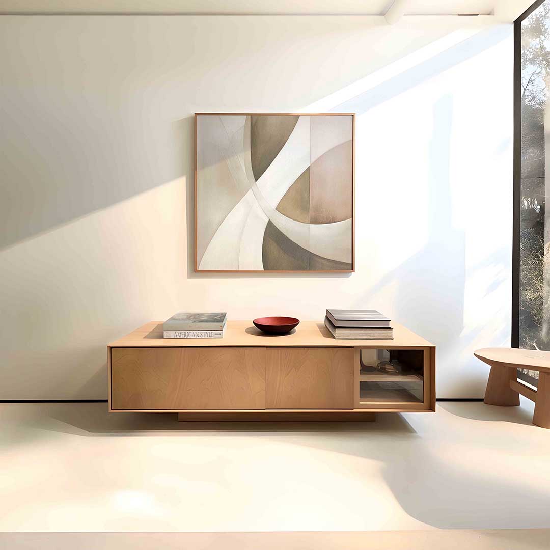 Abstracte vormen – vierkante zachte abstracte wanddecoratie van WallArtistic