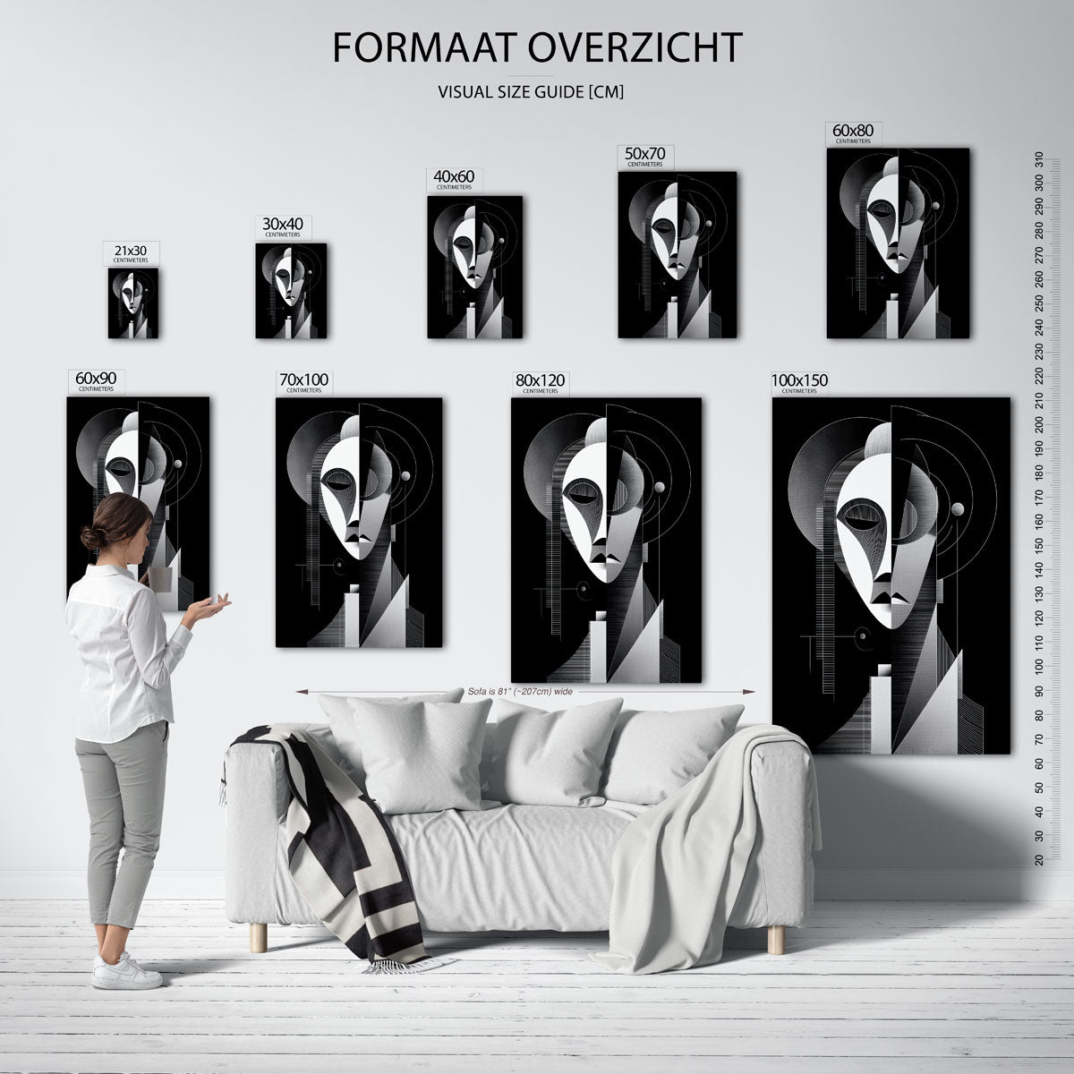 Abstracte gezichtsfiguur – staande muurposter met abstracte vormen