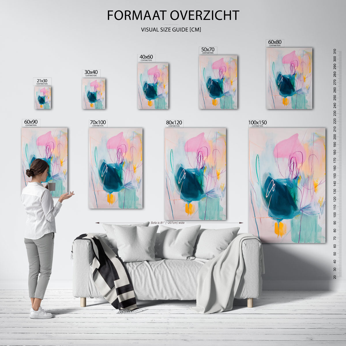 Abstracte vormen en kleuren – staande muurposter met kunst en design