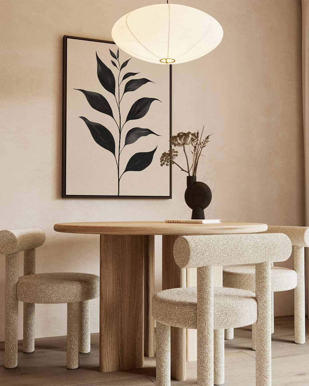 Minimalistisch Botanisch Kunstwerk – kunstwerk met zwarte baklijst
