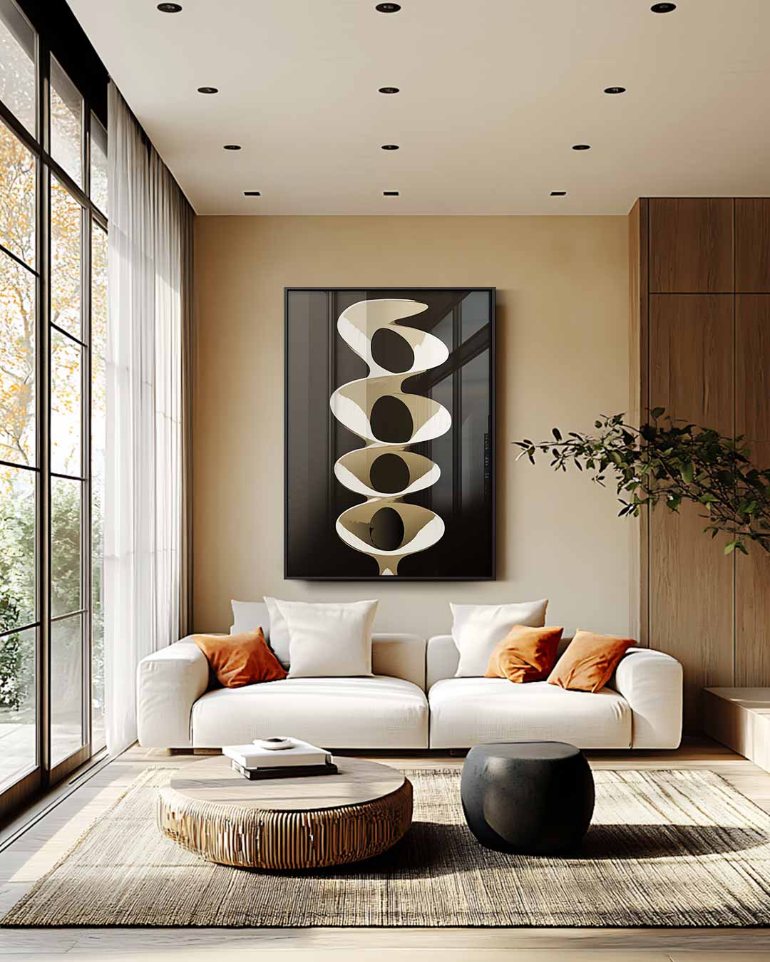 Abstracte Spiralen – staande wandkunst voor woonkamer of interieur