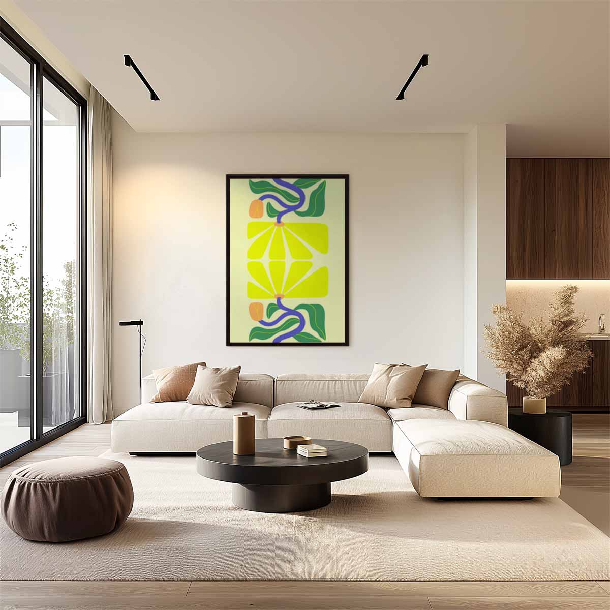 Zonnige Bloemfantasie – staand kunstwerk voor modern interieur