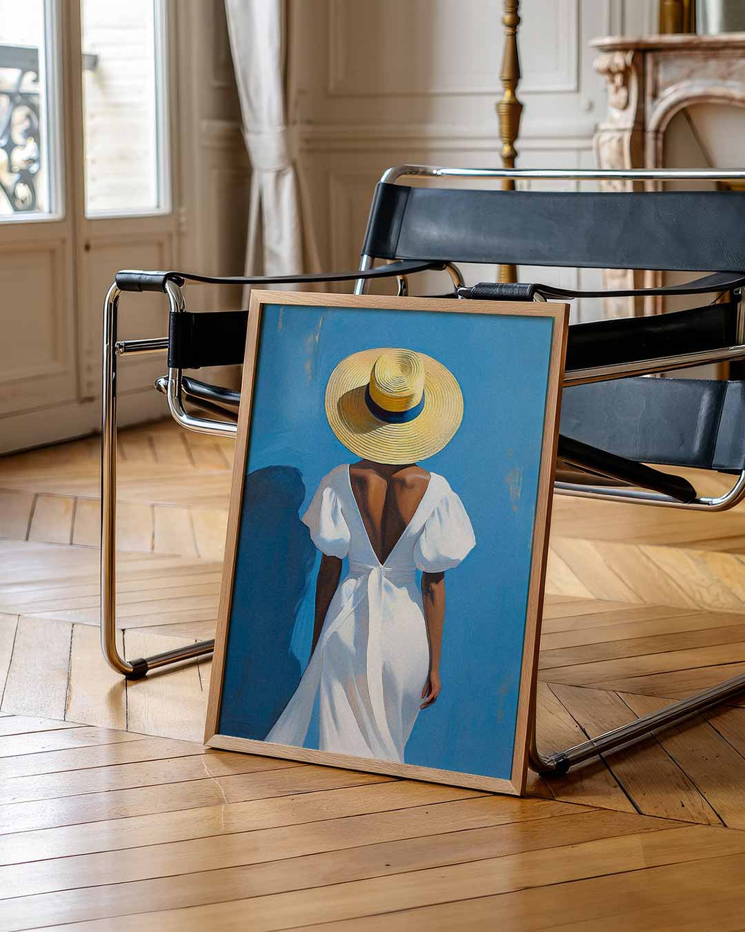 Zomerse Elegantie in Blauw – urban poster in staand formaat
