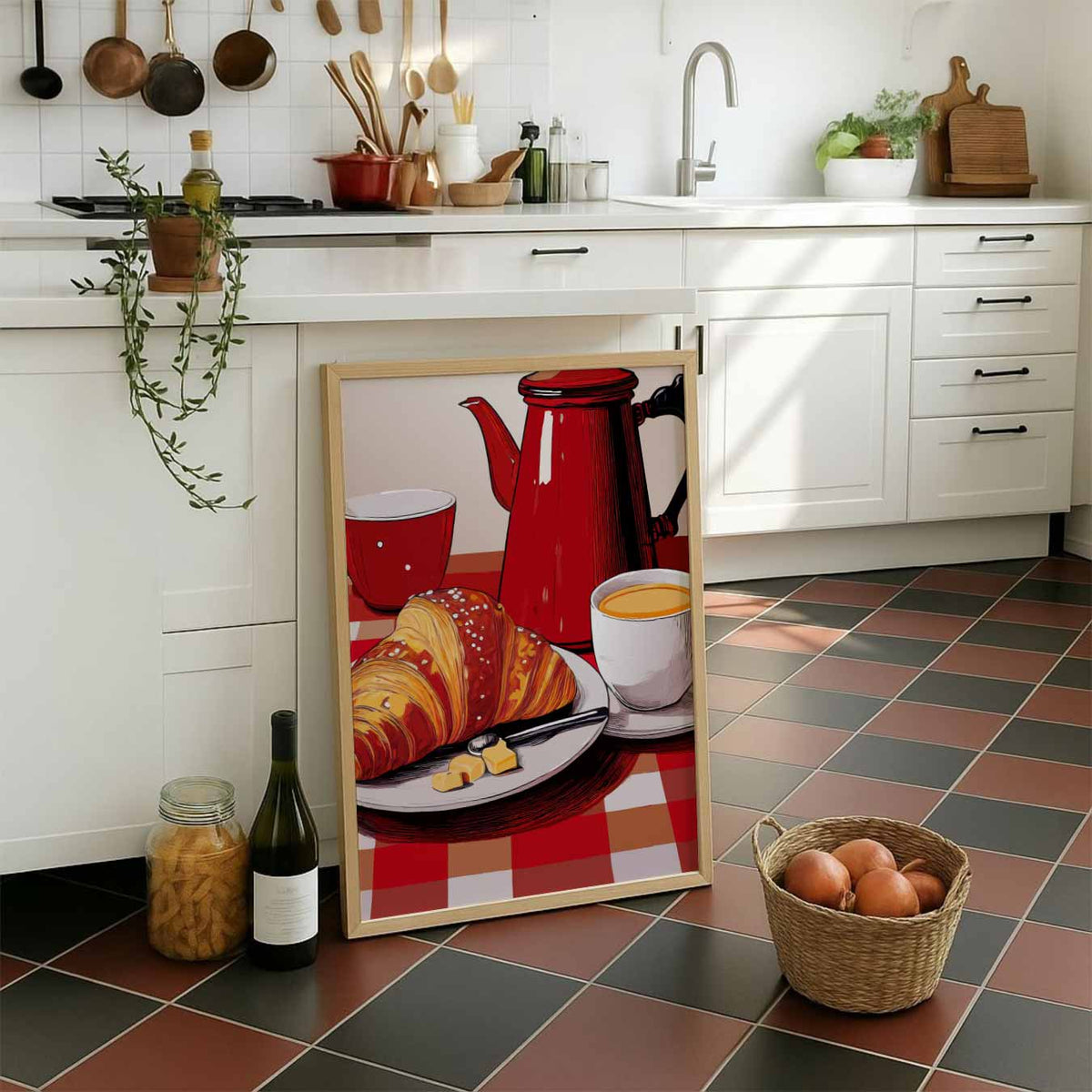 Franse Ontbijt Sfeerposter – staande muurposter voor keuken of eethoek