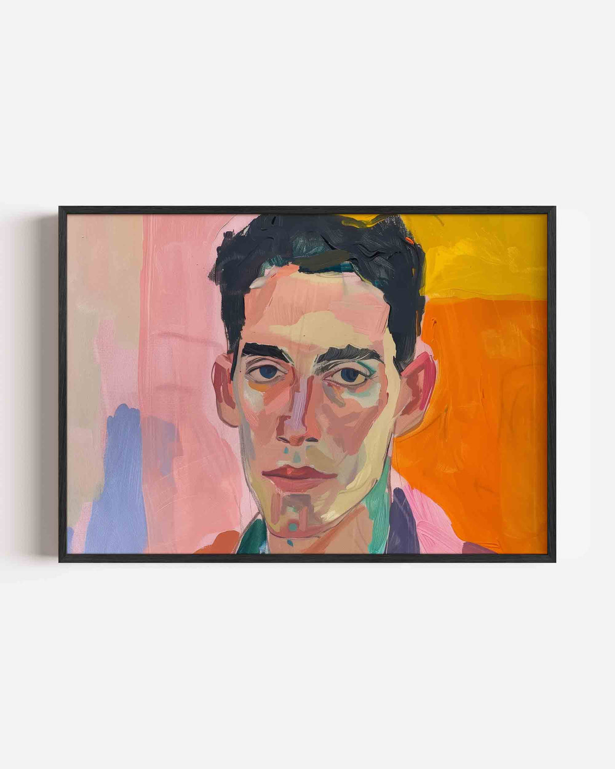 Portret met kleurrijke achtergrond – hedendaagse illustratie poster in landscape formaat