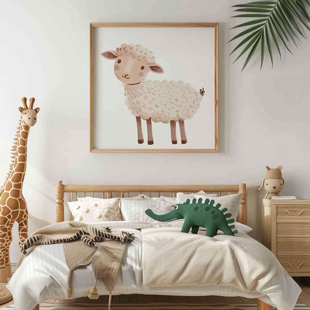 Schattig schaap – vierkante kinderkamer wanddecoratie van WallArtistic