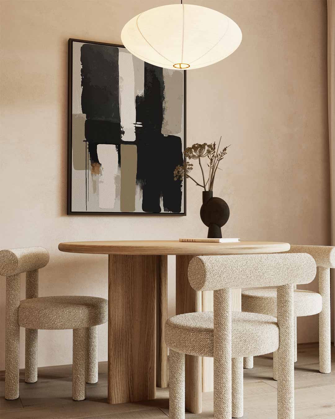 Abstract Contrast – kunstwerk met zwarte baklijst