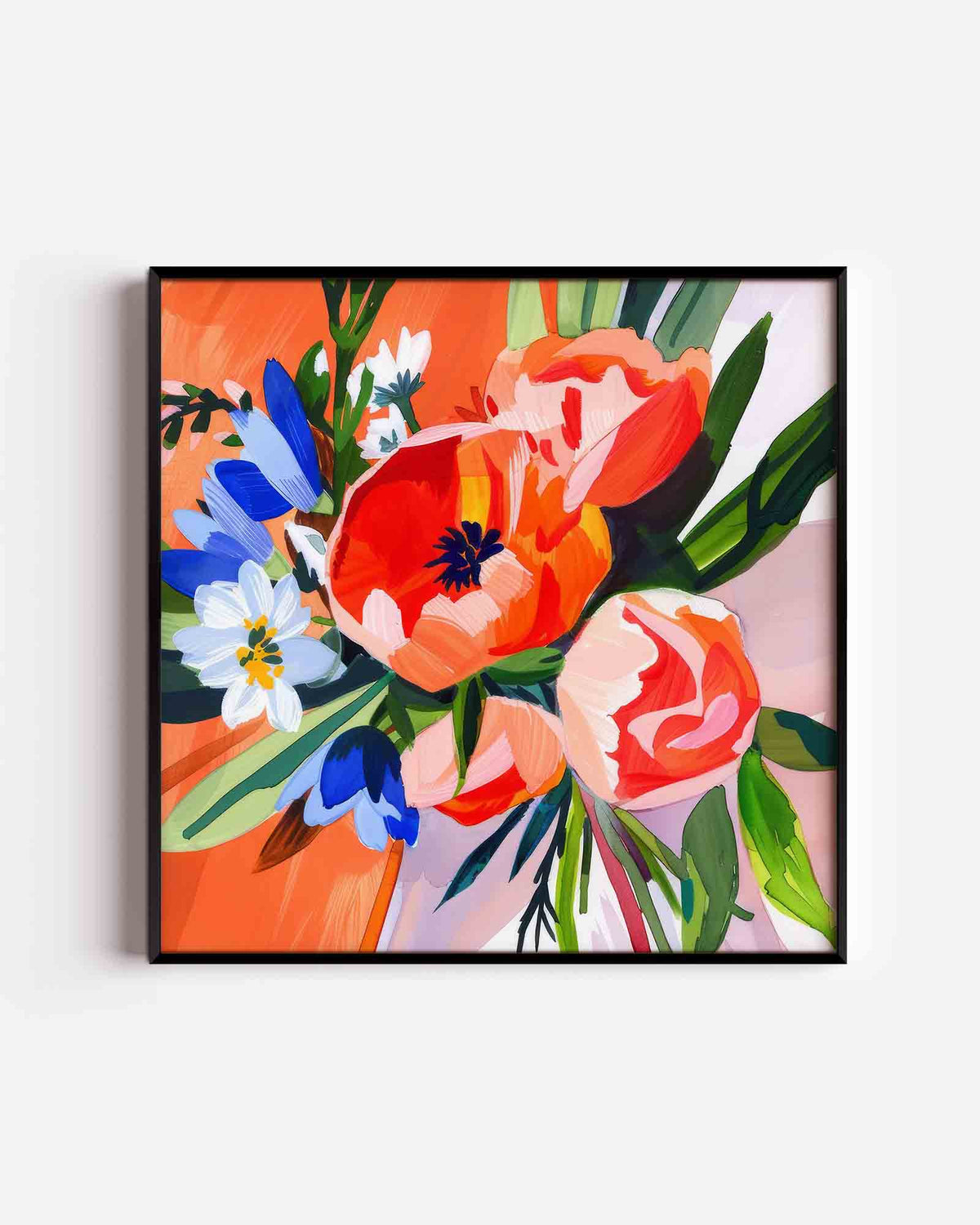 Bloemen en bladeren – keuken vierkante poster als wanddecoratie