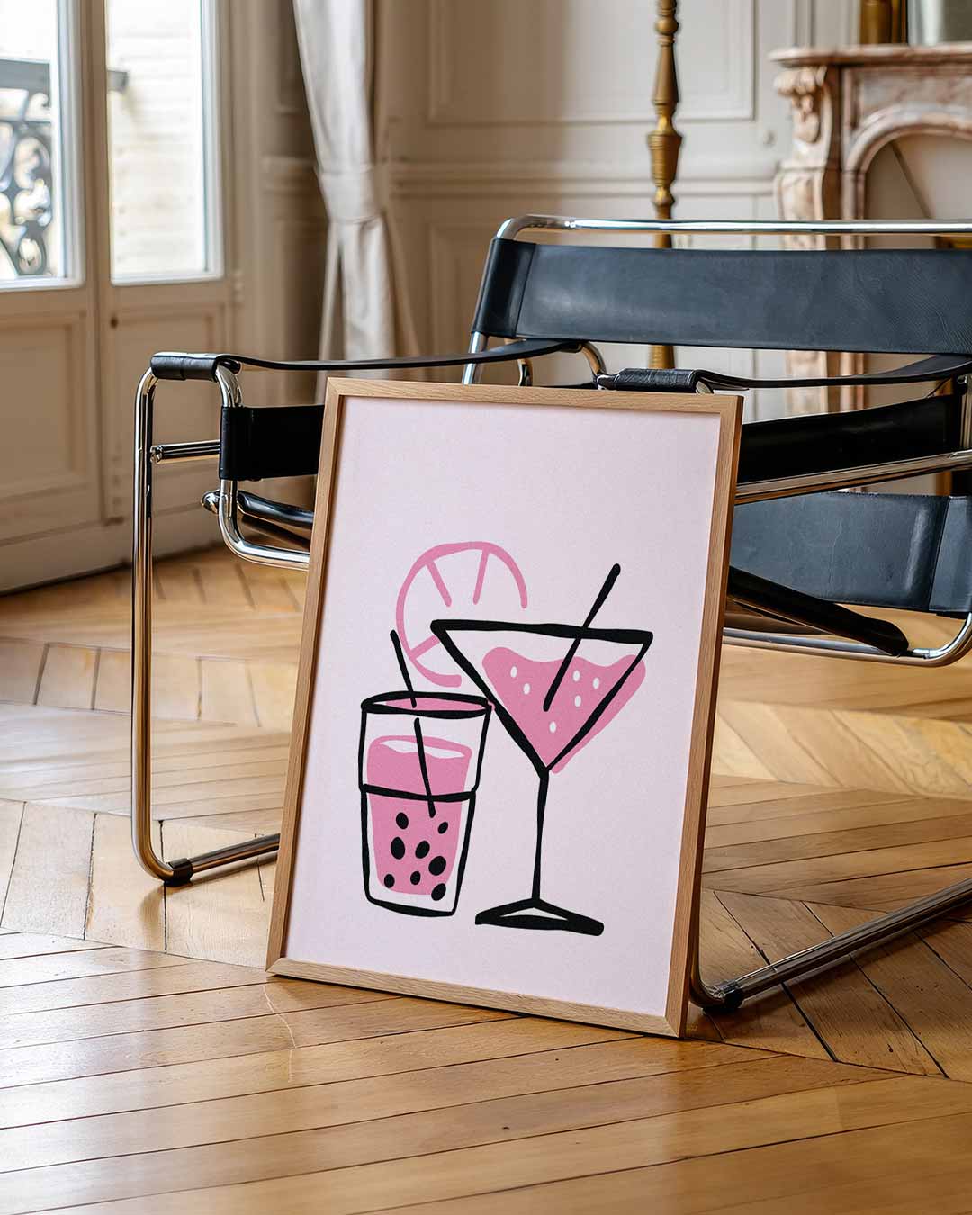 Tropische Cocktail Illustratie – zomerse wandkunst als portret poster
