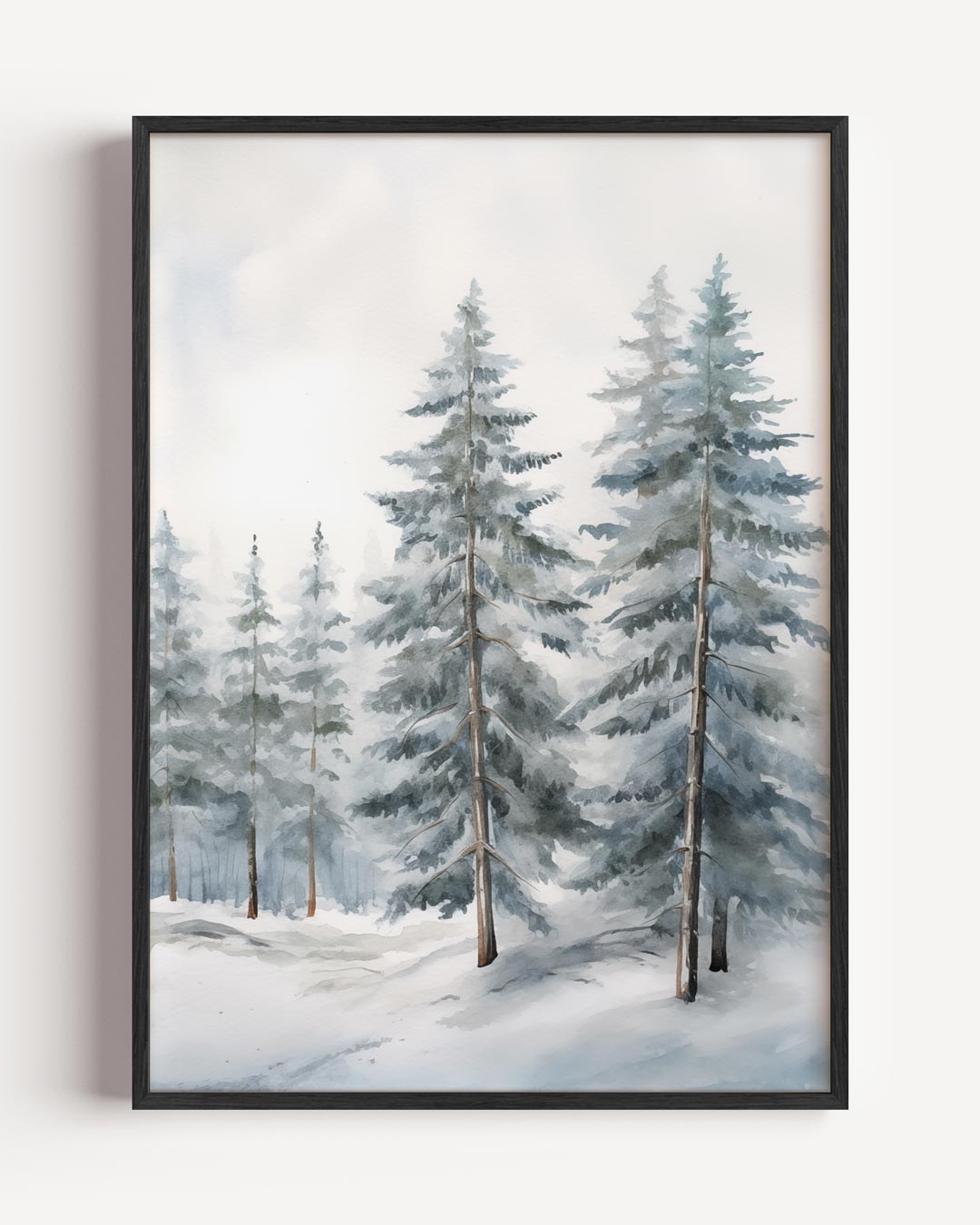 Winterse Dennenbos – kerst portret poster als wanddecoratie