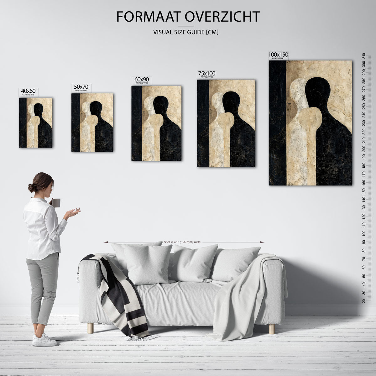 Tegenovergestelde silhouetten – staande wanddecoratie van WallArtistic