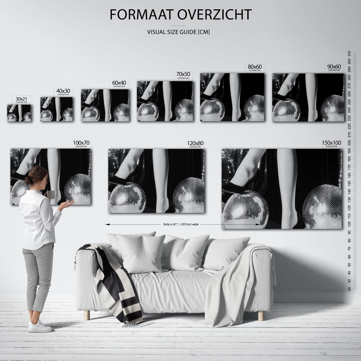 Hoge hakken en discoballen – liggende muurposter voor een modern interieur