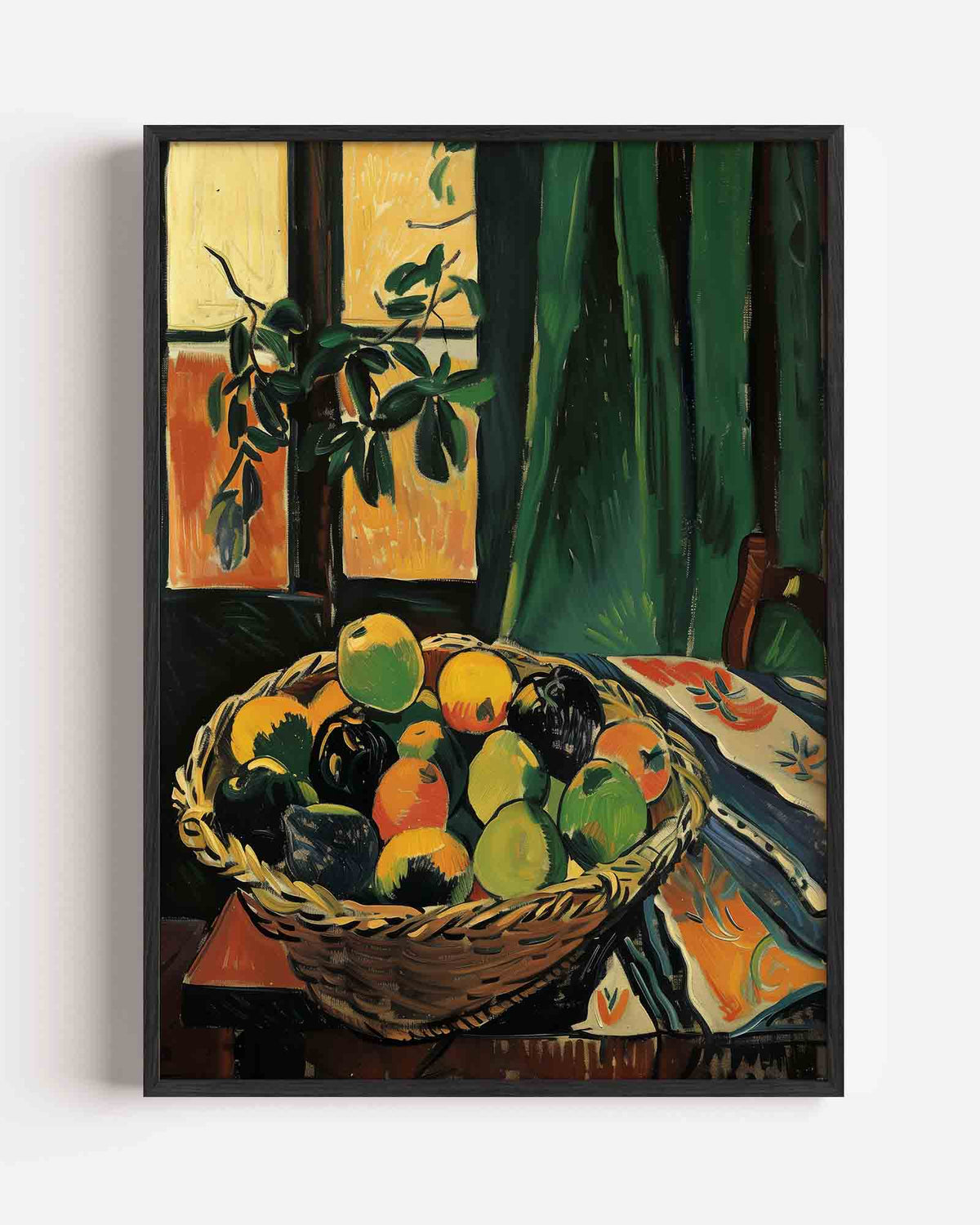 Mand met fruit – hedendaagse illustratie portret poster als wanddecoratie