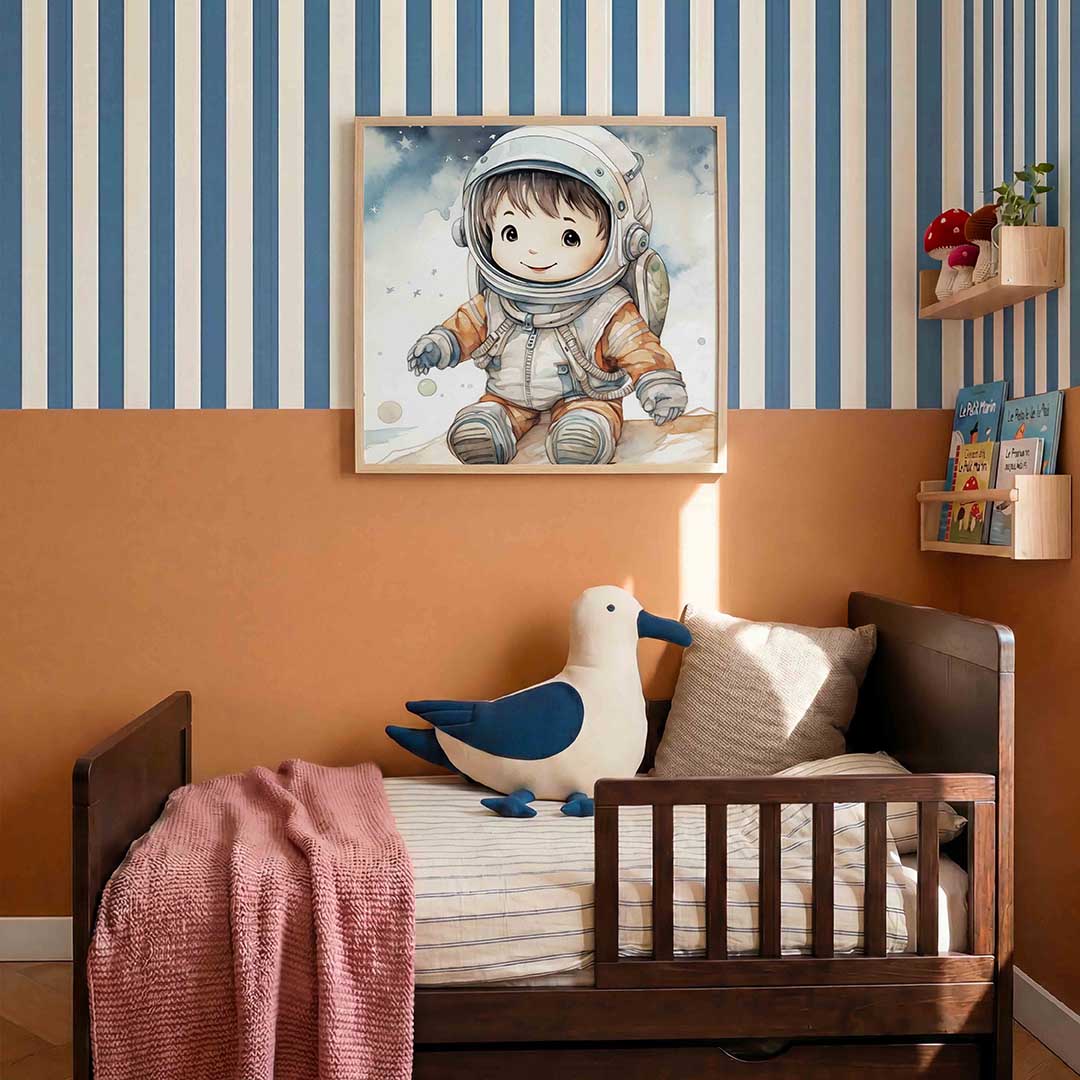 Kind in ruimtepak – kids poster in vierkant formaat