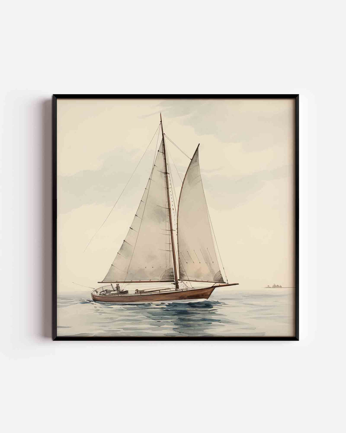 Zeilboot op zee – vintage vierkante poster als wanddecoratie