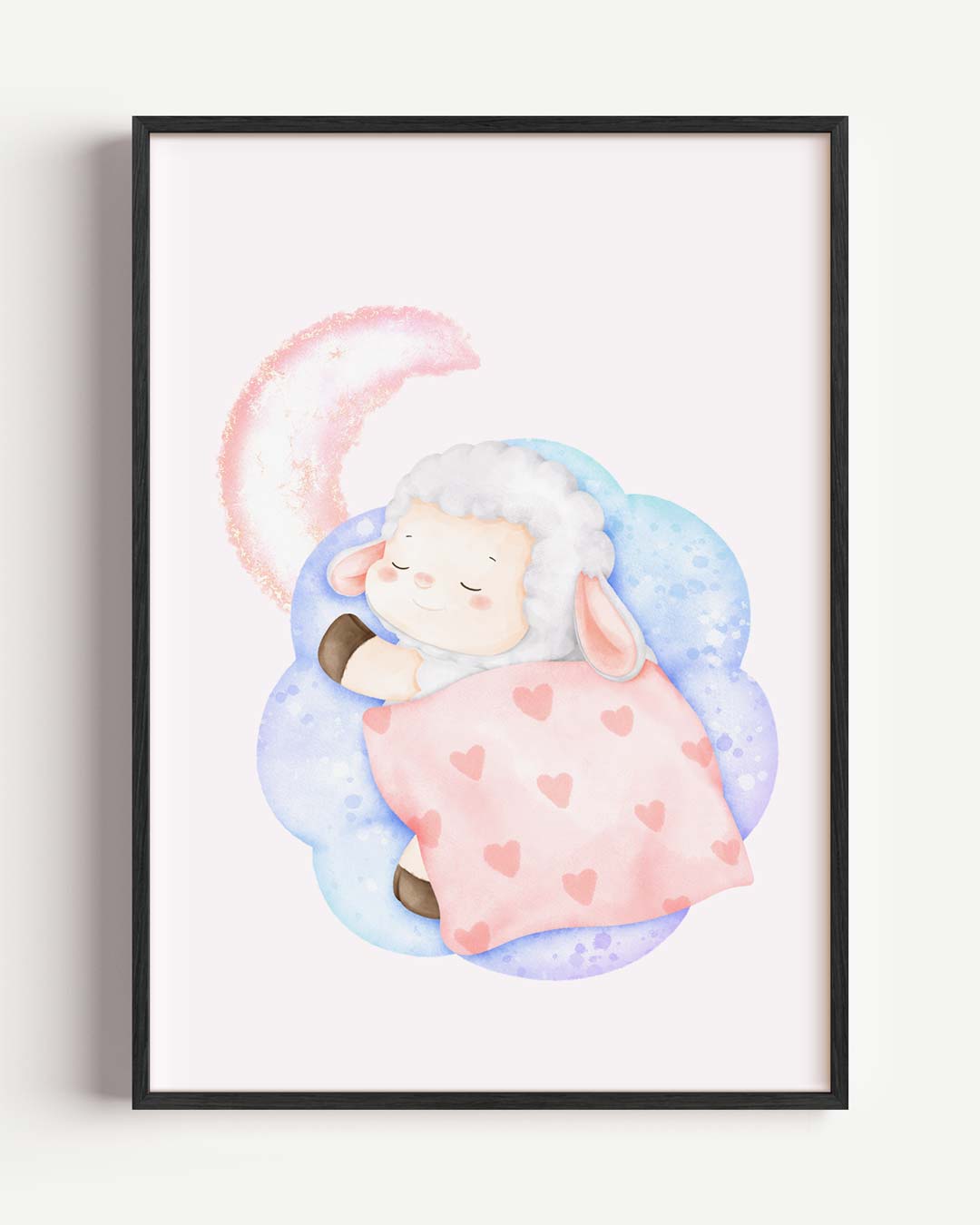 Dromerig Schaapje Slaapkamerposter – kids portret poster als wanddecoratie
