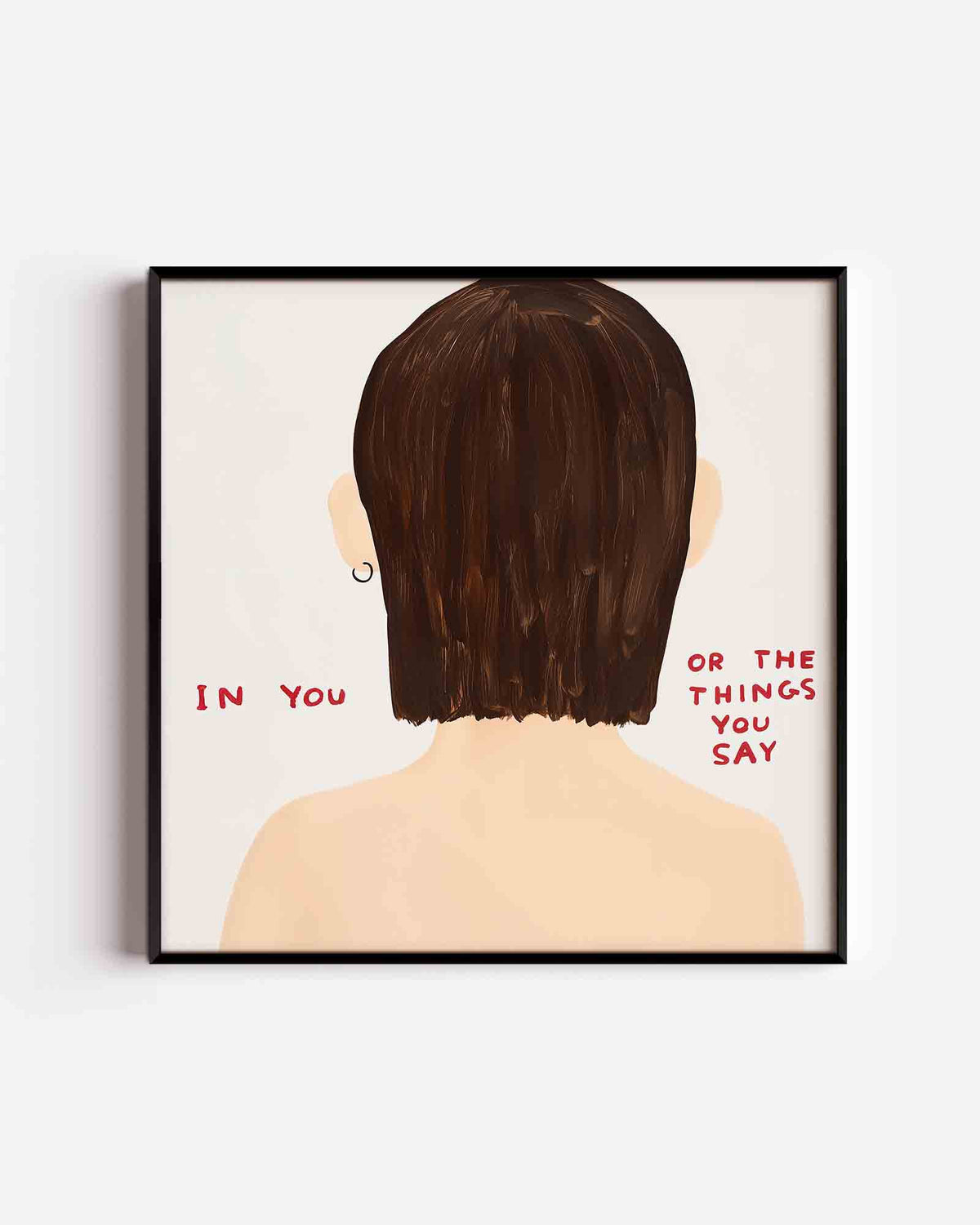 Achterkant hoofd met tekst – Pop Art vierkante poster als wanddecoratie