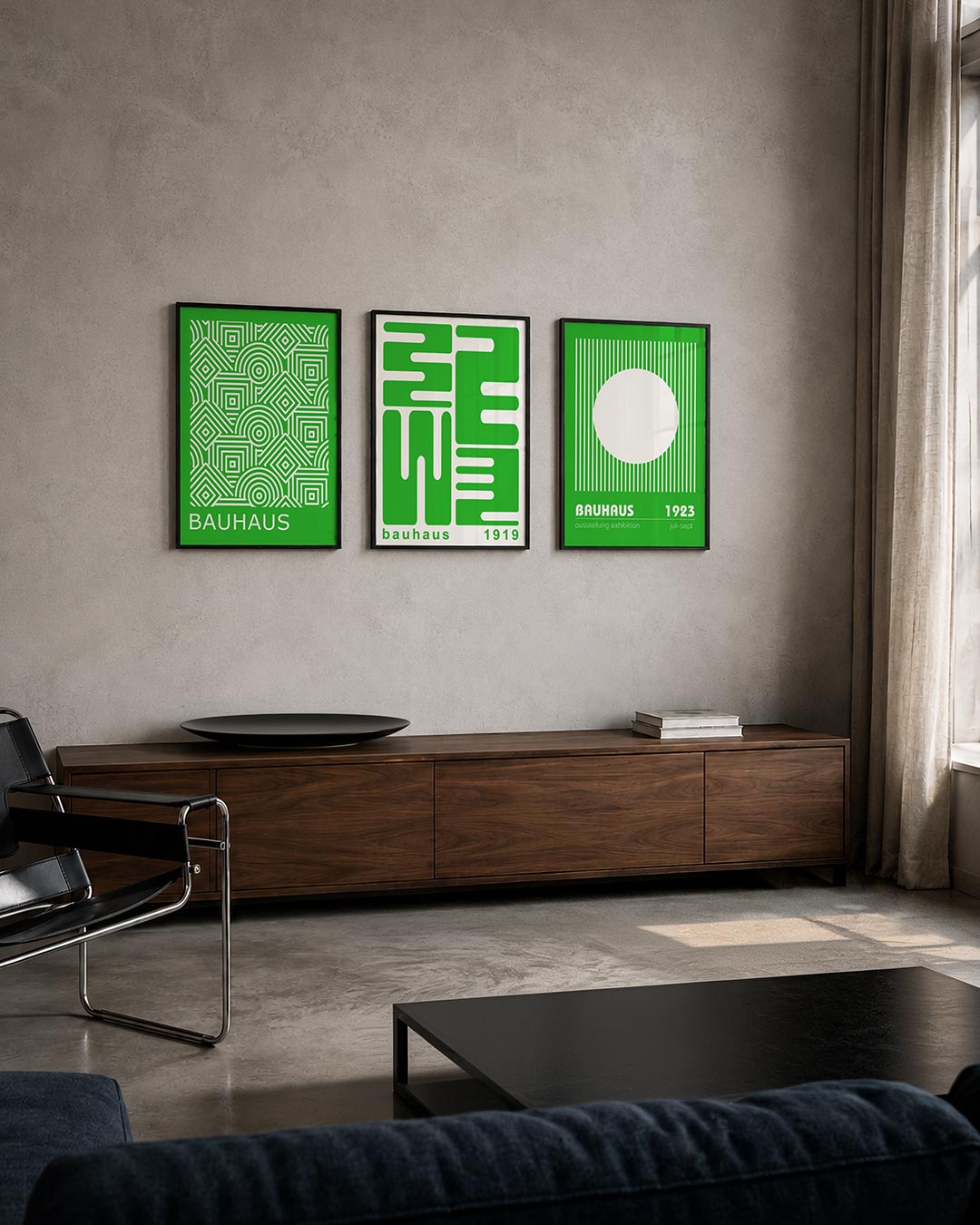 Lijnen en patronen driedelige posterset – deze posterset in drie delen toont een levendig spel van witte lijnen en