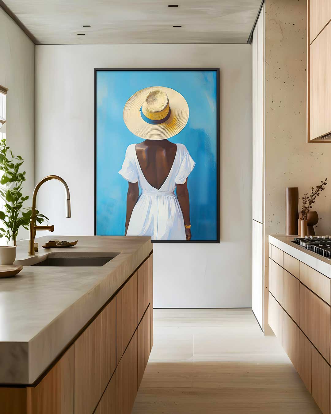 Zomerse Elegantie – modern portret kunstwerk van WallArtistic