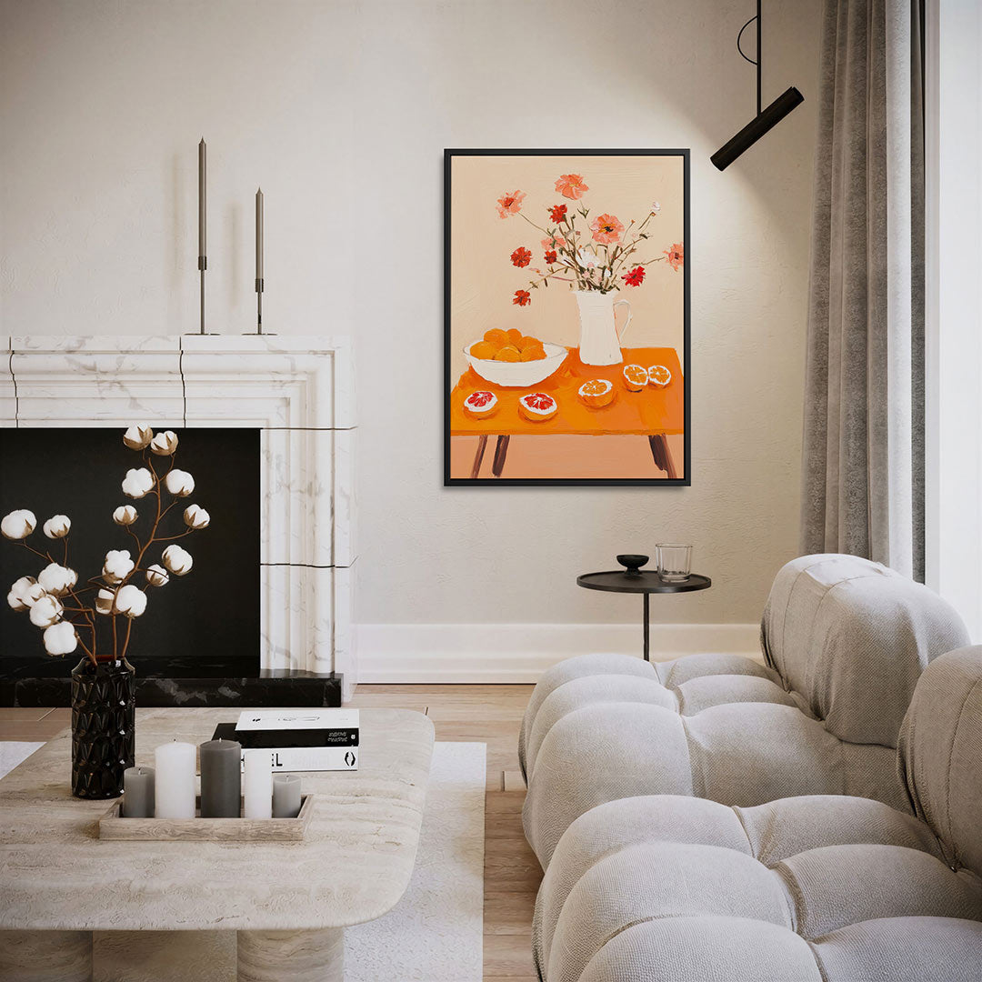 Bloemen en citrus – staand wanddecoratie kunstwerk
