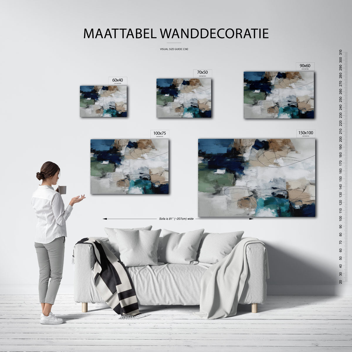 Kleurencompositie – Abstract kunstwerk – moderne liggende wandkunst