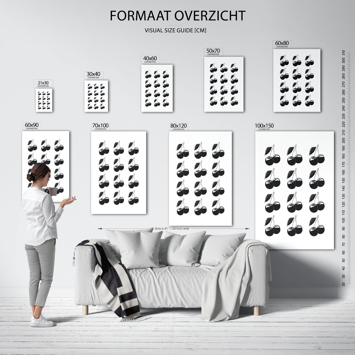 Kersen herhaling – staande muurposter in Pop Art stijl