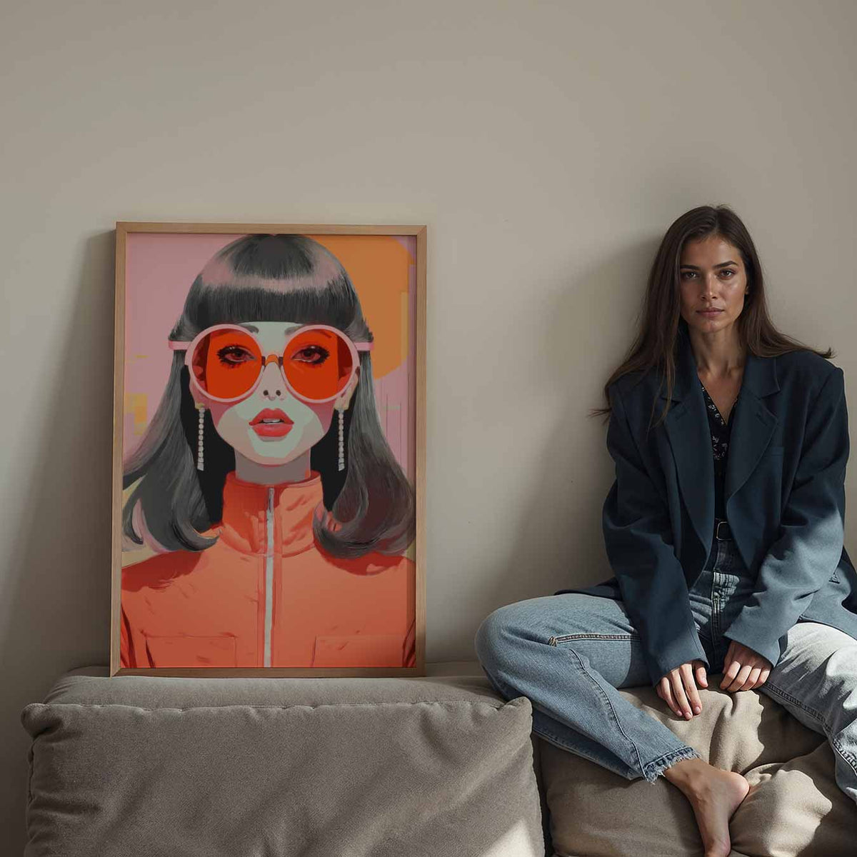 Stijlvolle Retro Fashion – Streetart wandkunst als portret poster