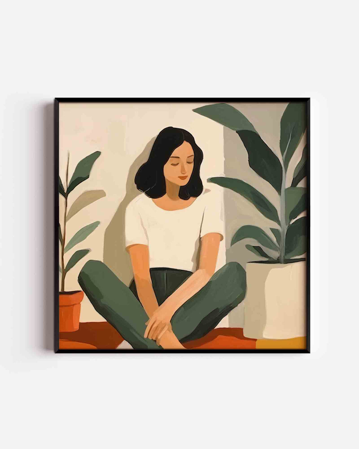 Vrouw met planten – vrouwelijk portret als vierkante poster