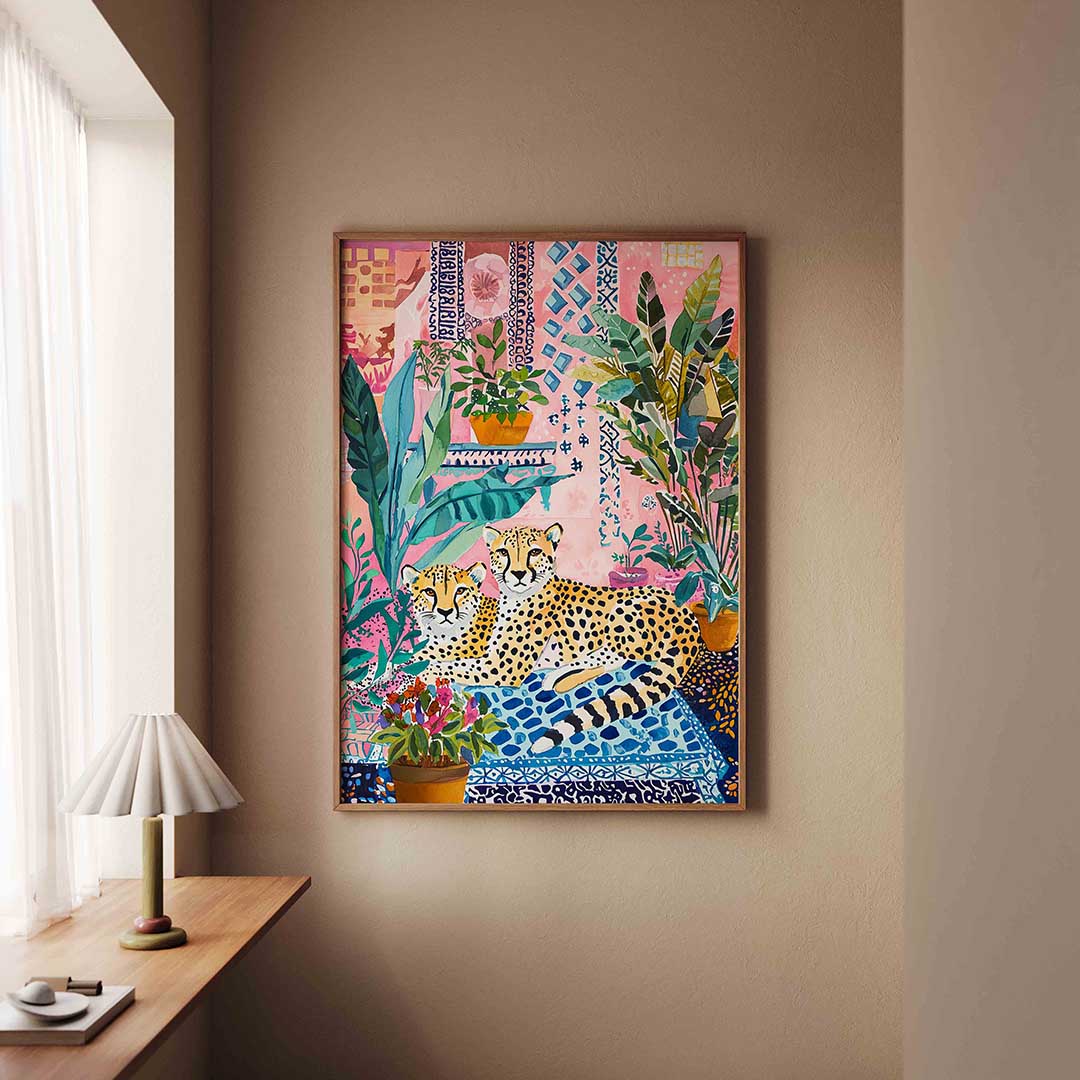 Luipaarden en planten – staande dieren wanddecoratie van WallArtistic