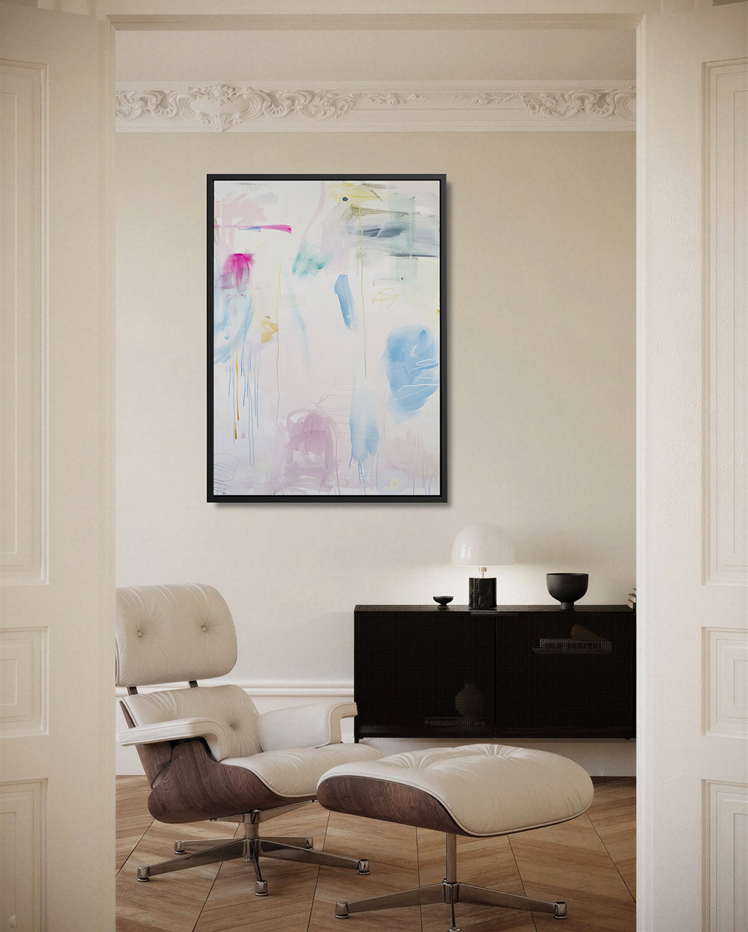 Vloeiende kleurencompositie – staand wanddecoratie kunstwerk
