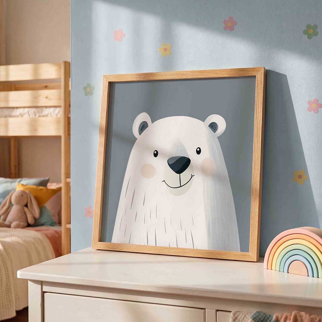 Schattige ijsbeer – speelse wandkunst als vierkante kinderposter