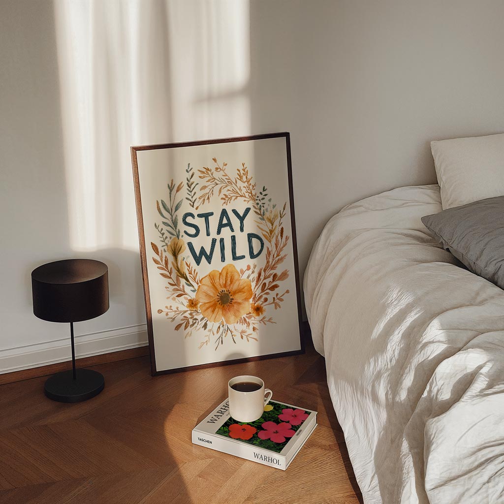 Stay Wild Bloemenposter – kinderposter in staand formaat