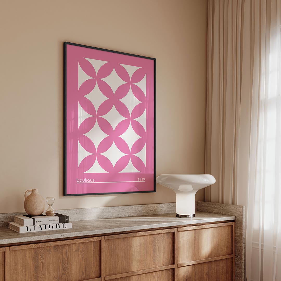 Vormritme en kleur – geometrische Bauhaus poster in staand formaat