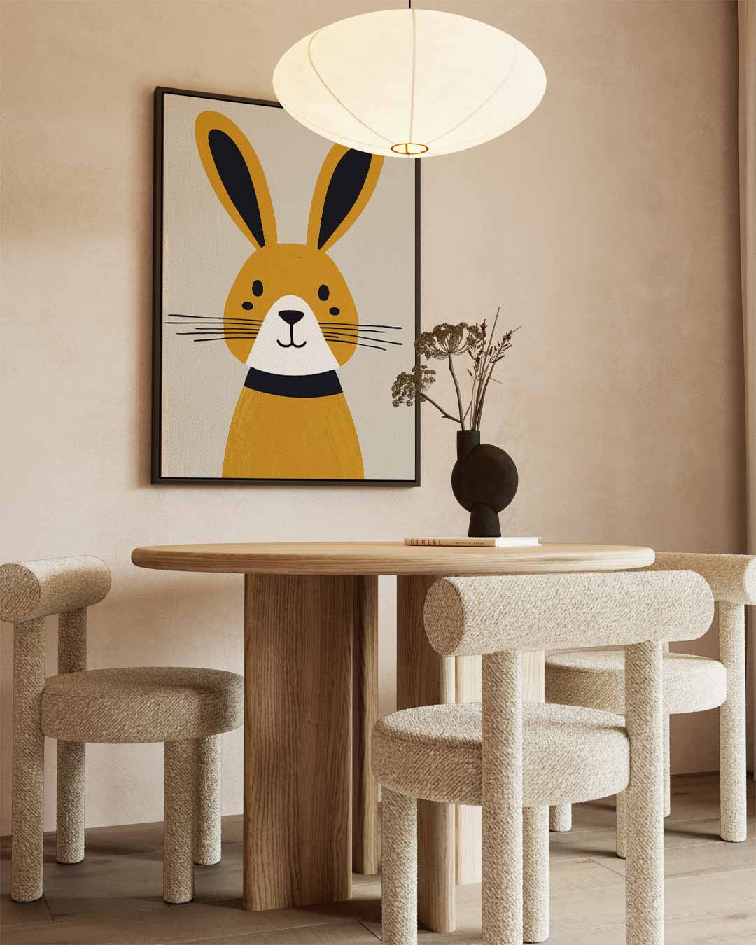 Schattig Konijn Illustratie – staand kunstwerk voor modern interieur