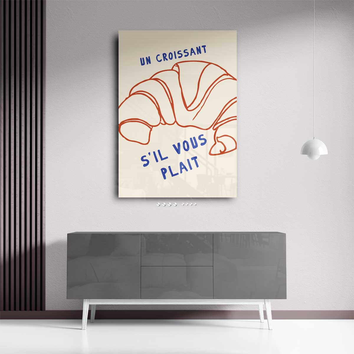 Franse Croissant Poster – kunstwerk met zwarte baklijst